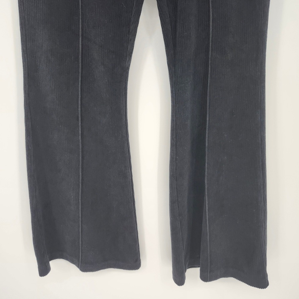 Aerie Groove On Ribbed Velour Flare Pant Size M Black Wide Wale Cozy Soft Grunge - Picture 4 of 8